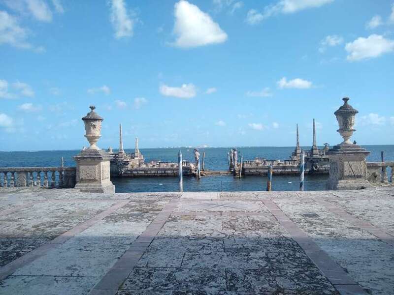 Looking towards the Barge, a man-made breakwater in front of Vizcaya Museum and Gardens